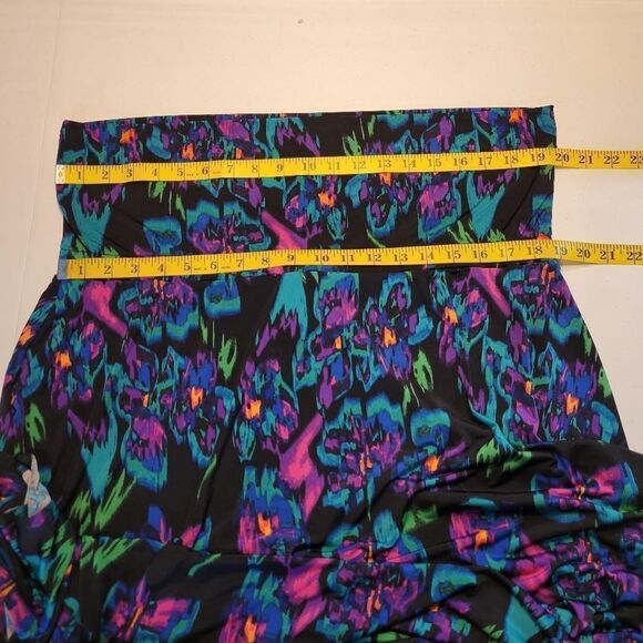 Beverly Drive Black Neon Florals Dress Skirt Swim cover-up Women's Plus Size - Picture 10 of 11